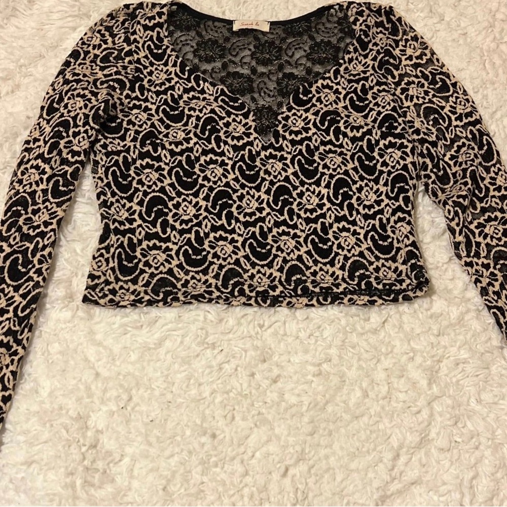 Elegant Black and Cream Lace Women's Top